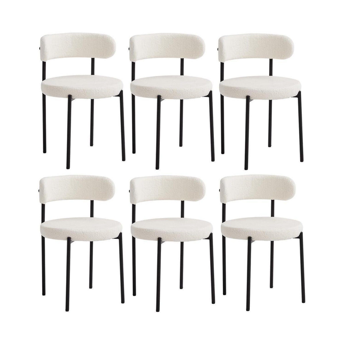 6 Esszimmerstühle Teddy-Samt Weiß – Modern & Komfortabel
