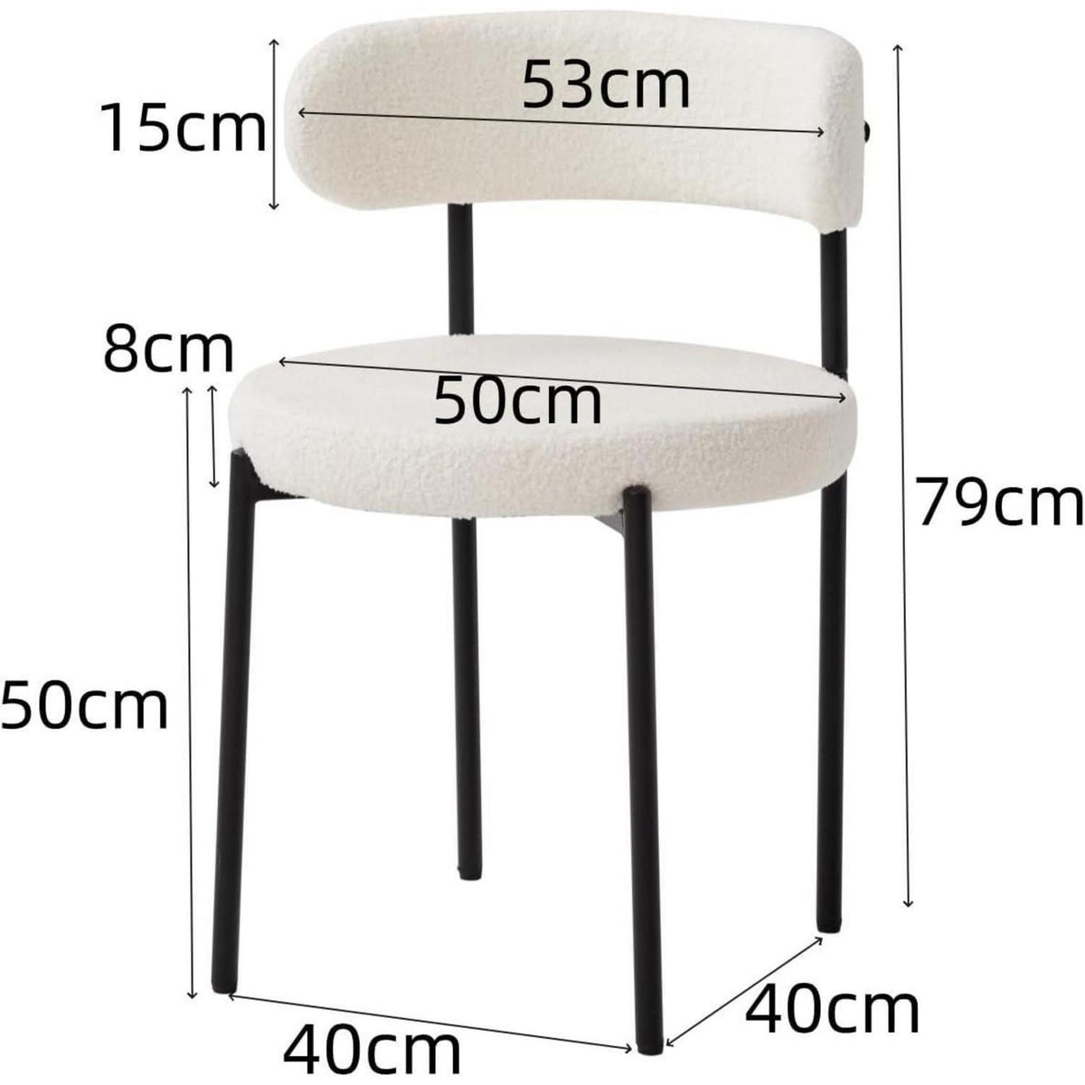 6 Esszimmerstühle Teddy-Samt Weiß – Modern & Komfortabel