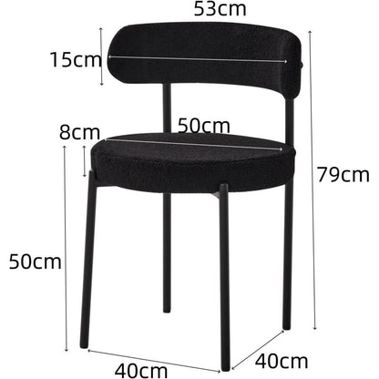 4er Set Esszimmerstühle Teddy-Samt Schwarz Modern
