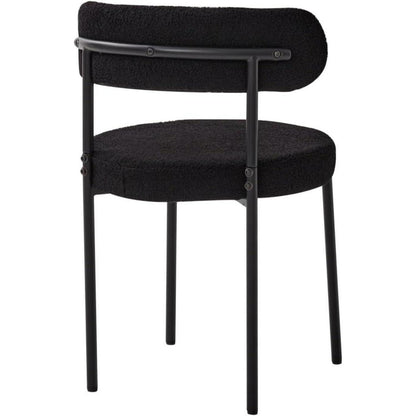 4er Set Esszimmerstühle Teddy-Samt Schwarz Modern