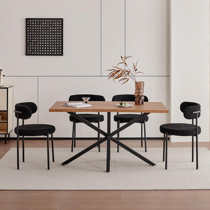 4er Set Esszimmerstühle Teddy-Samt Schwarz Modern