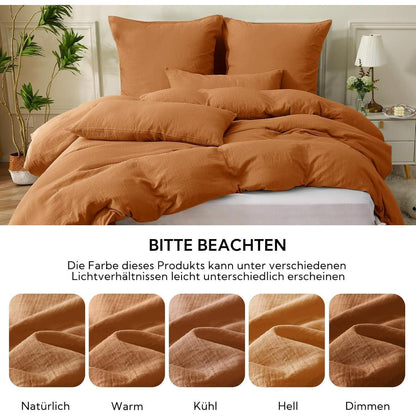 Doppelmuslin Bettwäsche Set 135x200 cm Caramel 4-teilig