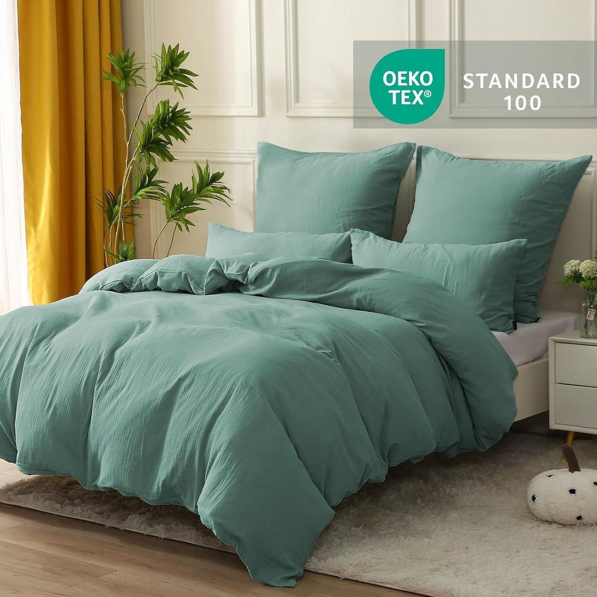 Bettwäsche-Set Baumwolle Doppeltes Musselin 135x200 cm Beangreen