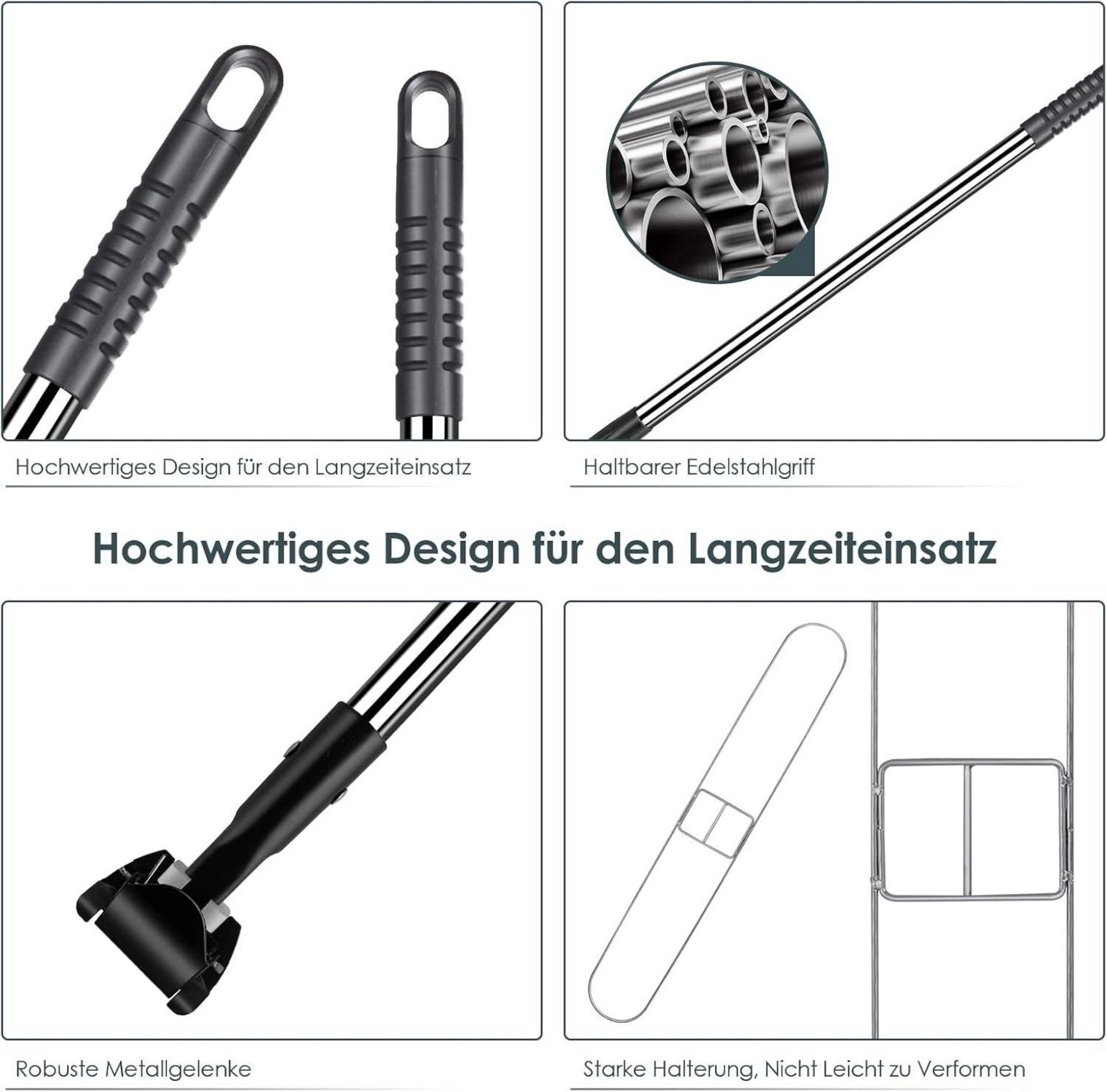 105cm Wischmopp Bodenwischer Flachmopp Edelstahlgriff 360° Drehgelenk