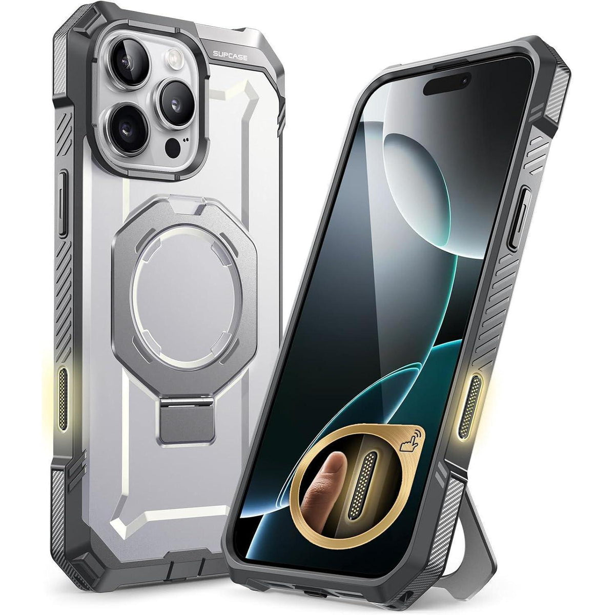 iPhone 16 Pro Hülle mit Ständer, MagSafe, Weiß
