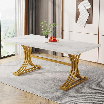 Moderner Esstisch weiß & gold für 4-6 Personen