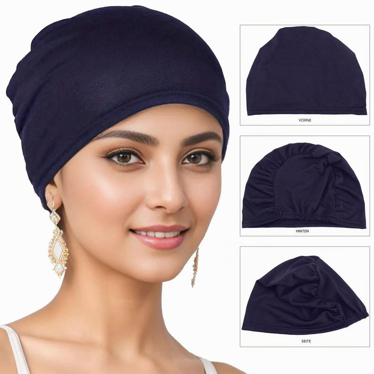 Chemo Mütze Baumwolle Bambus für Haarausfall, weich & atmungsaktiv