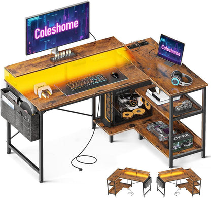 Gaming Schreibtisch LED USB Steckdosen 120x80cm Eckschreibtisch Büro