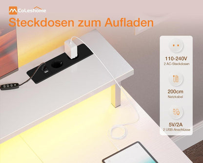 Gaming Tisch LED-Beleuchtung Steckdosen USB Monitorständer Stauraum