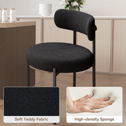 Esszimmerstühle 4er Set Teddy Stoff Bouclé Schwarz