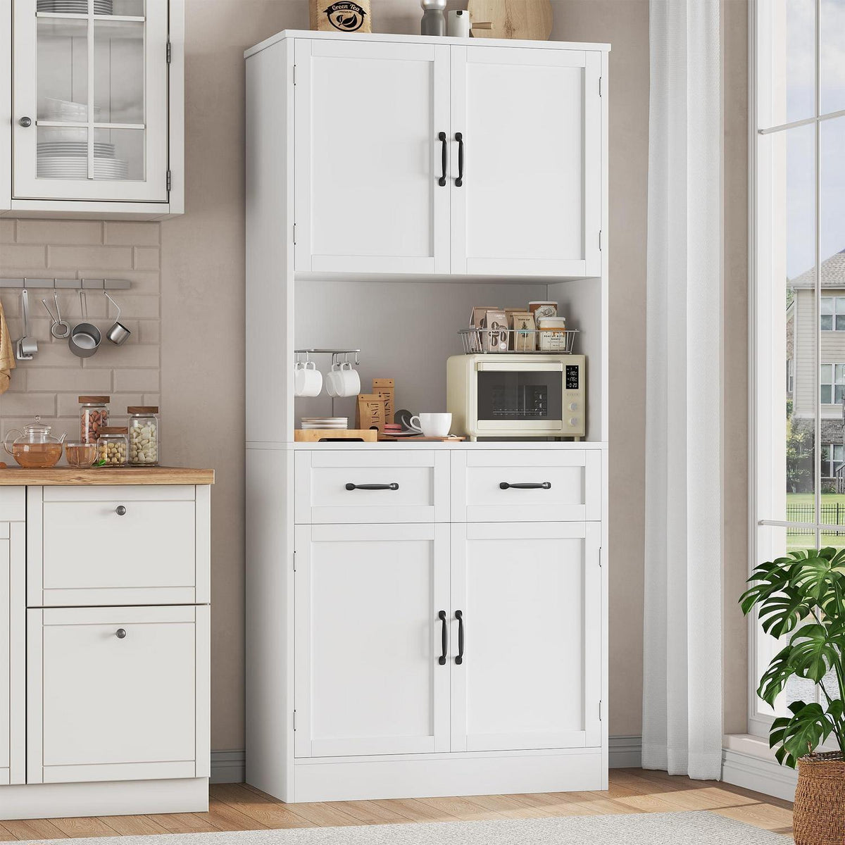 180cm Küchenschrank mit Arbeitsplatte | Vorratsschrank & Buffetschrank Weiß