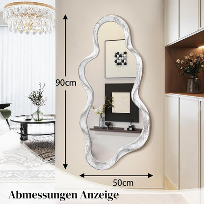 Asymmetrischer Wandspiegel Wolke Holzrahmen Modern 90x50 cm