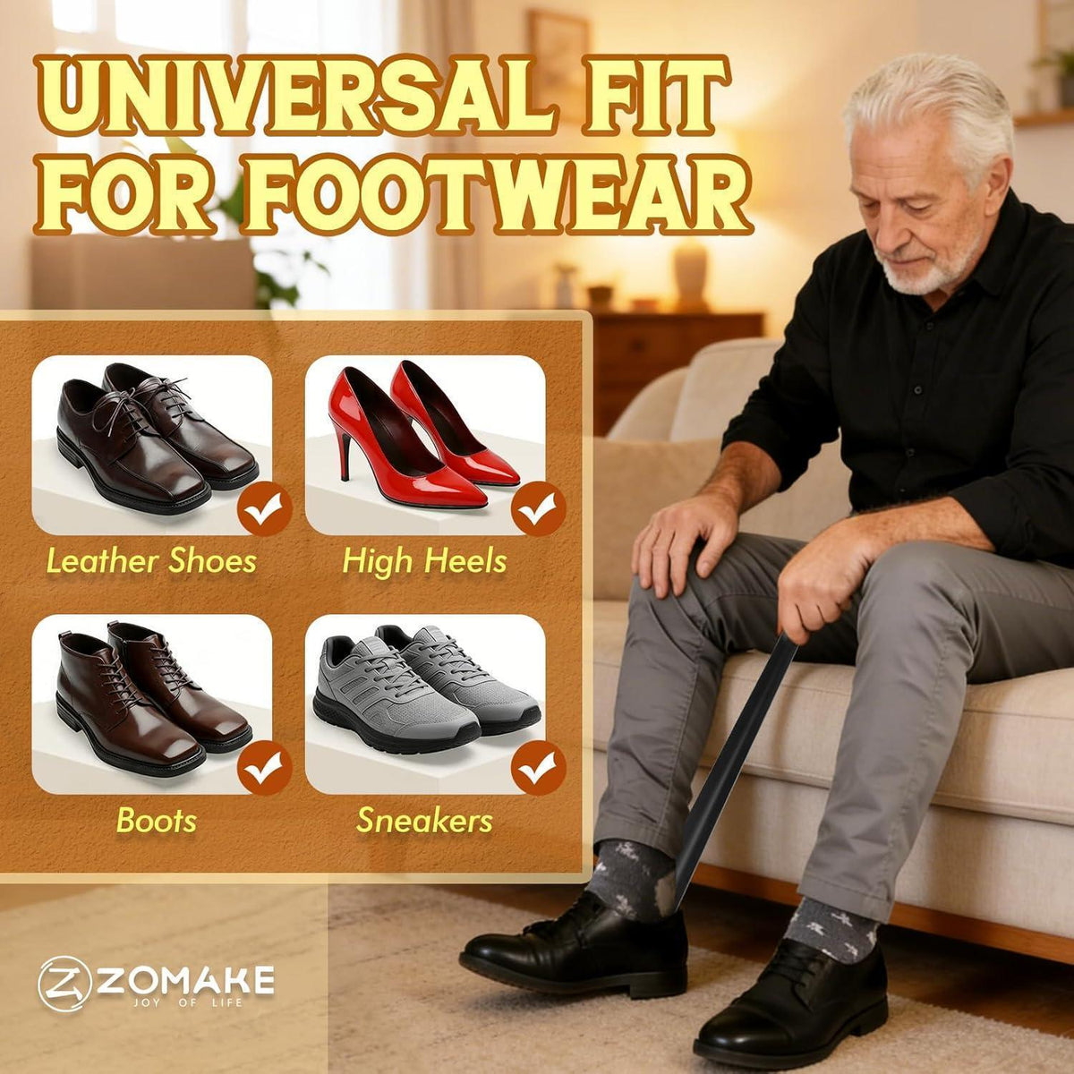 Schuhlöffel Set 2er-Pack, 42cm, Metall, Schwarz