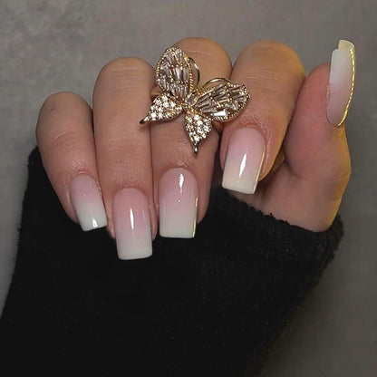 24 Glamour Ombre Press On Nägel Kurz-Quadratisch, Akryl, Pink