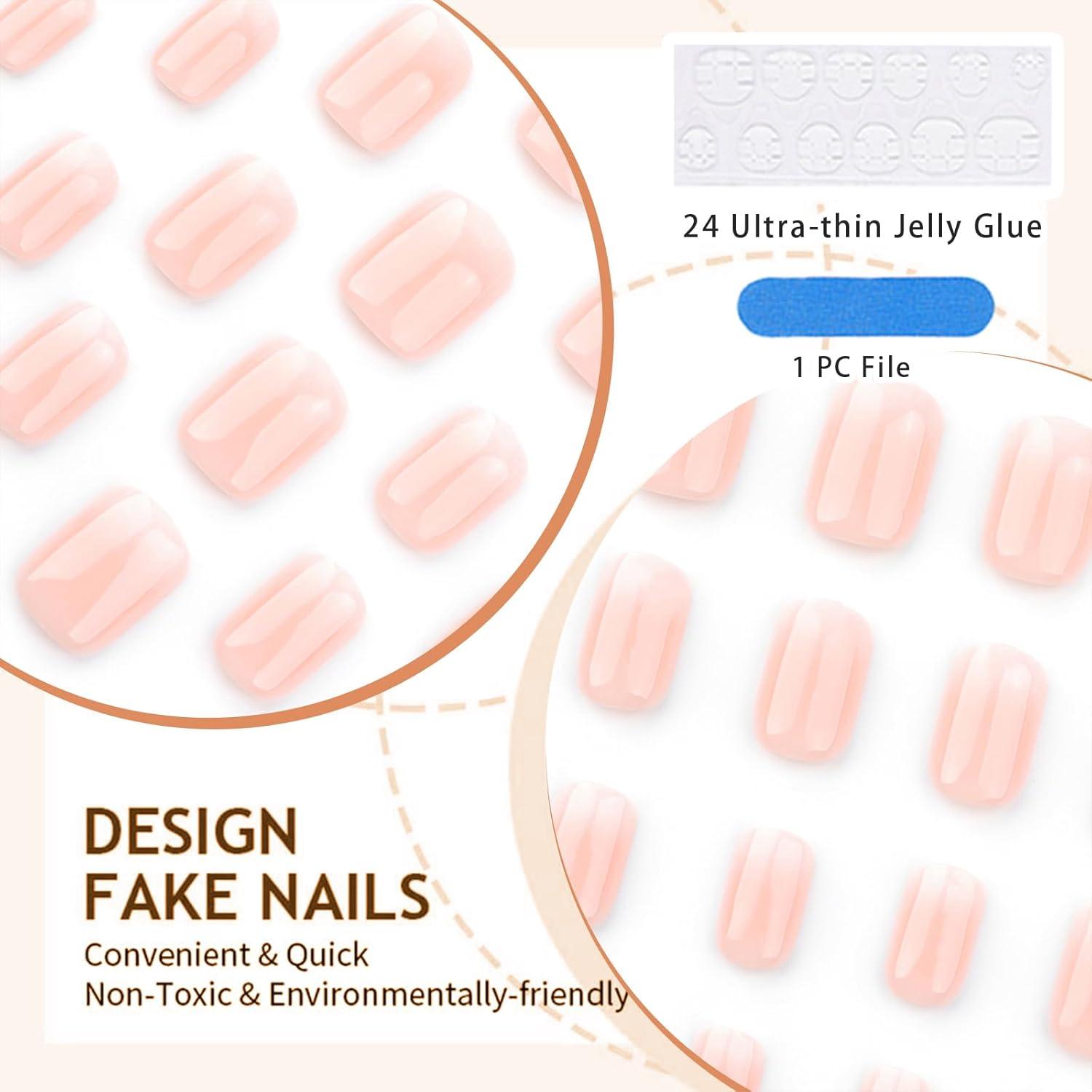 Press on Nails 24 Stück Kurz Gradient Französische Spitzen Falsche