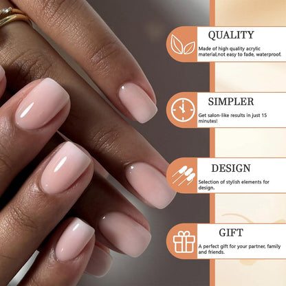 GlamRays 24 Stück Press On Nägel Peach Color Akryl Nagel Kurz Gradient