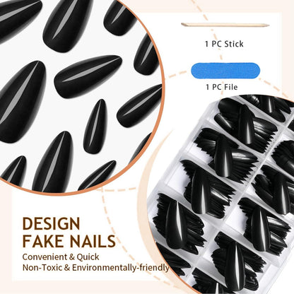 240er Pack Schwarze Mandel Falsche Press On Nails Akryl Nagel Kleber