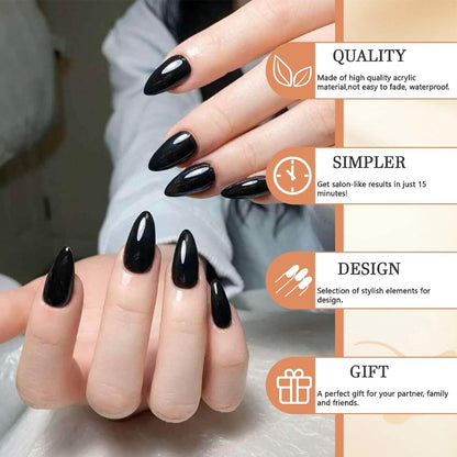 Schwarze Mandel Press On Nails Falsche Akryl Nägel 240 Stk