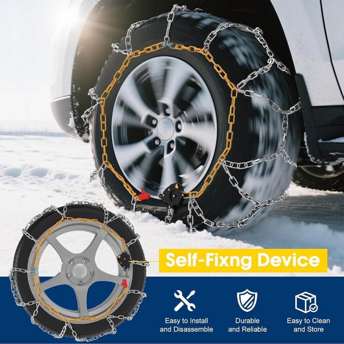 Automatische Schneeketten 110 – Schnelle Montage für PKW, SUV & Pickup