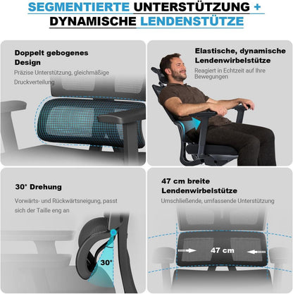 Bürostuhl 200kg XXL Ergonomisch 3D Armlehnen Office Chair