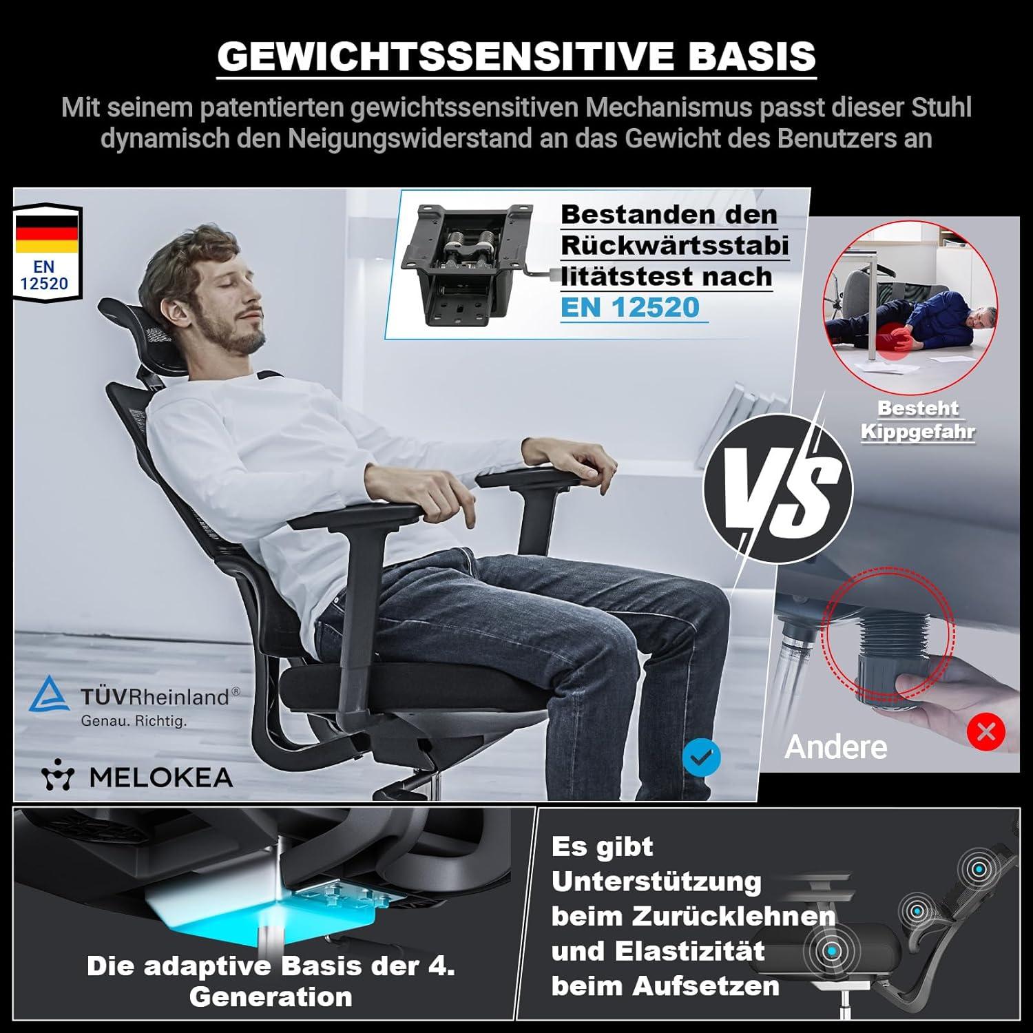 Bürostuhl 200kg Upgrade Ergonomisch XXL 3D Armlehnen