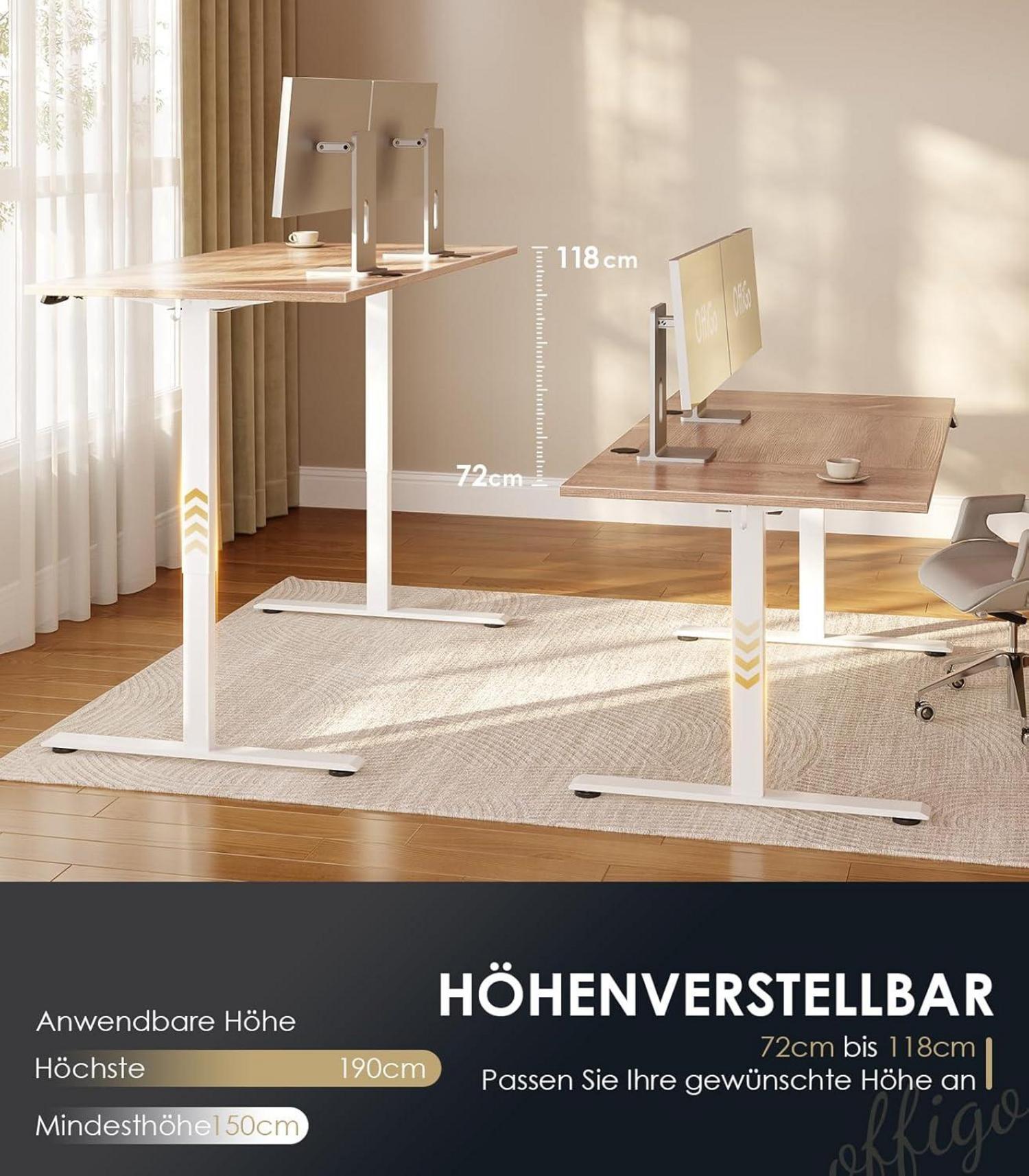 Höhenverstellbarer Elektrischer Schreibtisch 160 cm Memory-Funktion