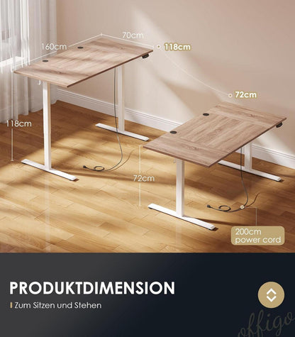 Elektrischer höhenverstellbarer Schreibtisch 160 cm mit Memory-Funktion