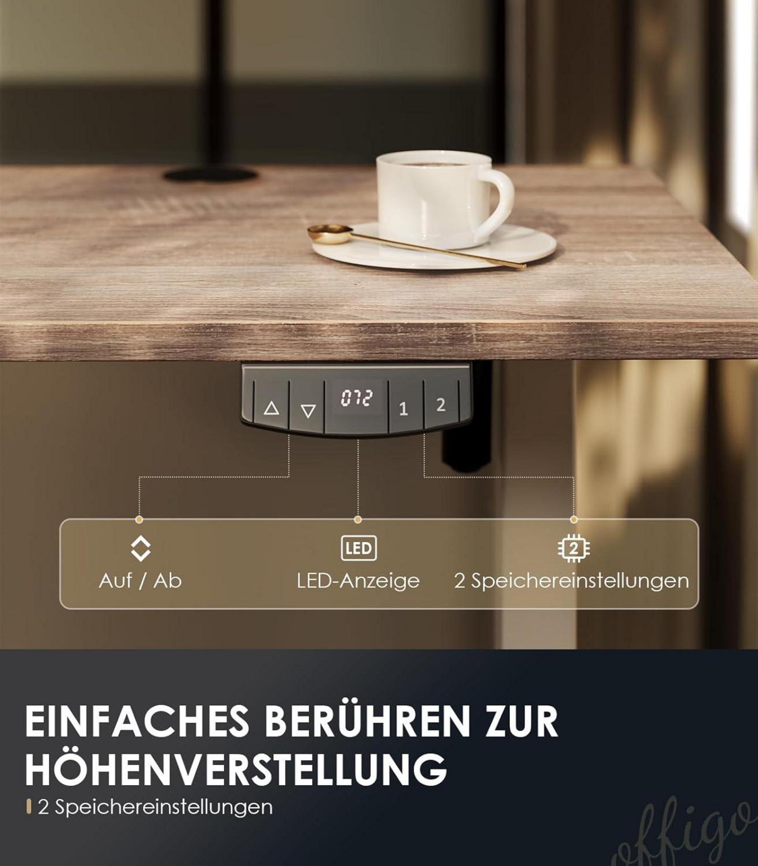 Höhenverstellbarer Schreibtisch 160 cm Elektrisch Gaming Tisch Beige