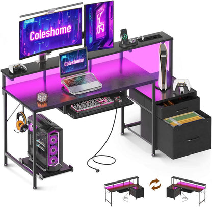 Modernes Coleshome Schreibtisch mit USB und LED, 140x48cm