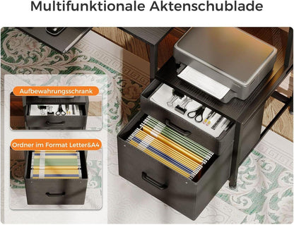Schwarzer Schreibtisch mit Schubladen und USB-Anschlüssen