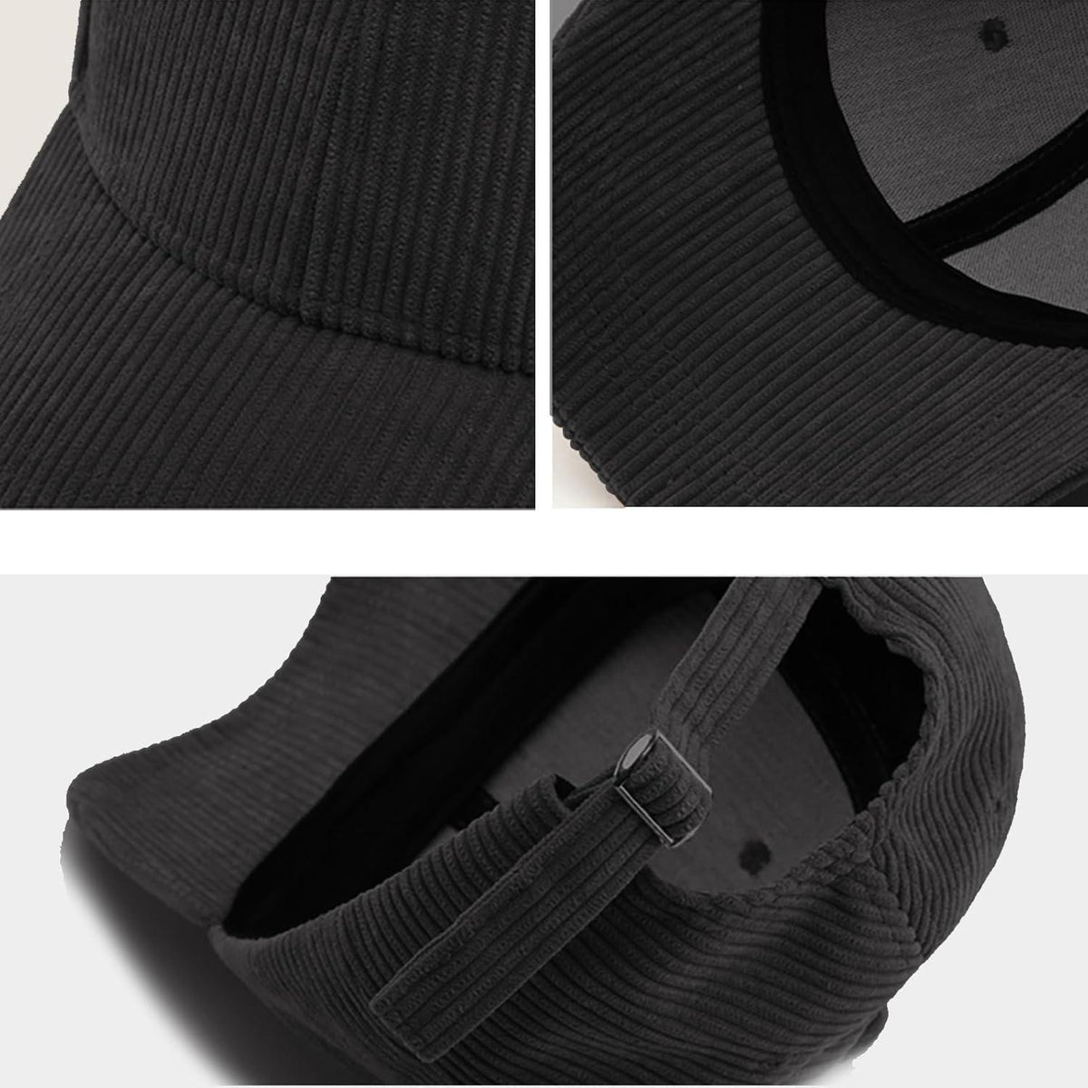 Winter Baseball Cap Herren Damen Cord Verstellbar Warm Schwarz