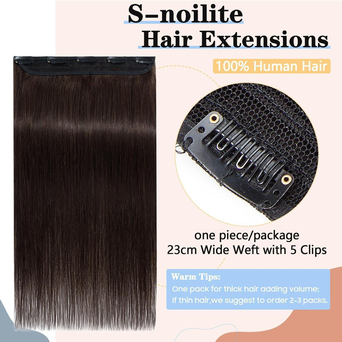 Dunkelbraune Clip-In Haarverlängerung Echthaar 35cm