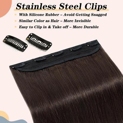 Dunkelbraune Clip-In Haarverlängerung Echthaar 35cm