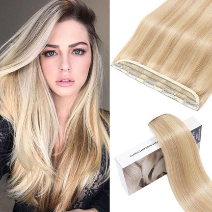 Echthaar Clip-In Extension Aschblond/Weißblond 50cm