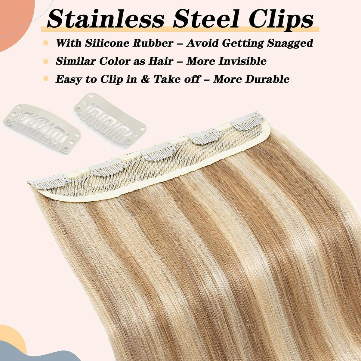 Echthaar Clip-In Extension Aschblond/Weißblond 50cm