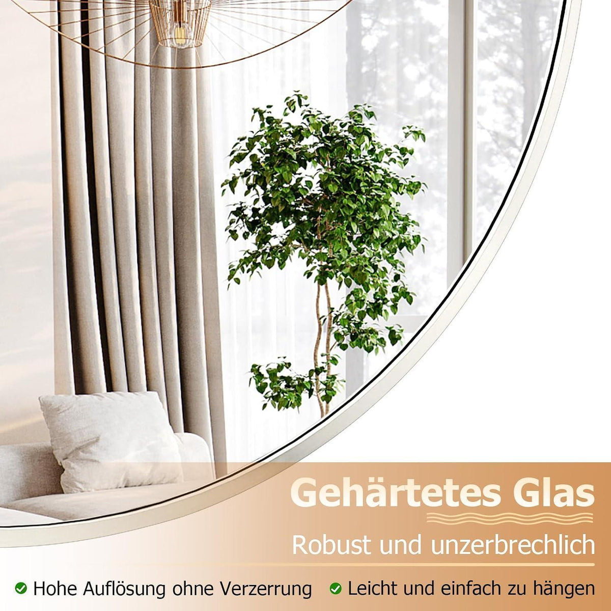 Runder Wandspiegel 80cm Metallrahmen Silber – Modern & Elegant