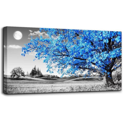 Leinwandbild Baum des Lebens blau 73x146 cm XXL