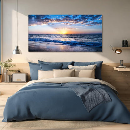 Leinwandbild Sonnenuntergang Strand Meer Landschaft Modern