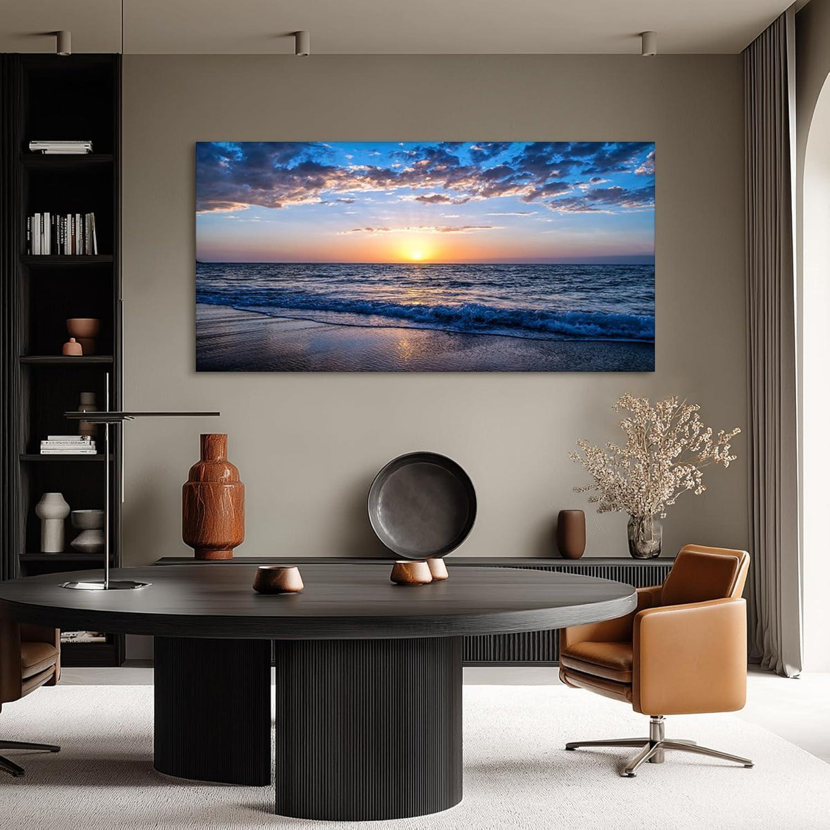 Leinwandbild Sonnenuntergang Strand Meer Landschaft Modern