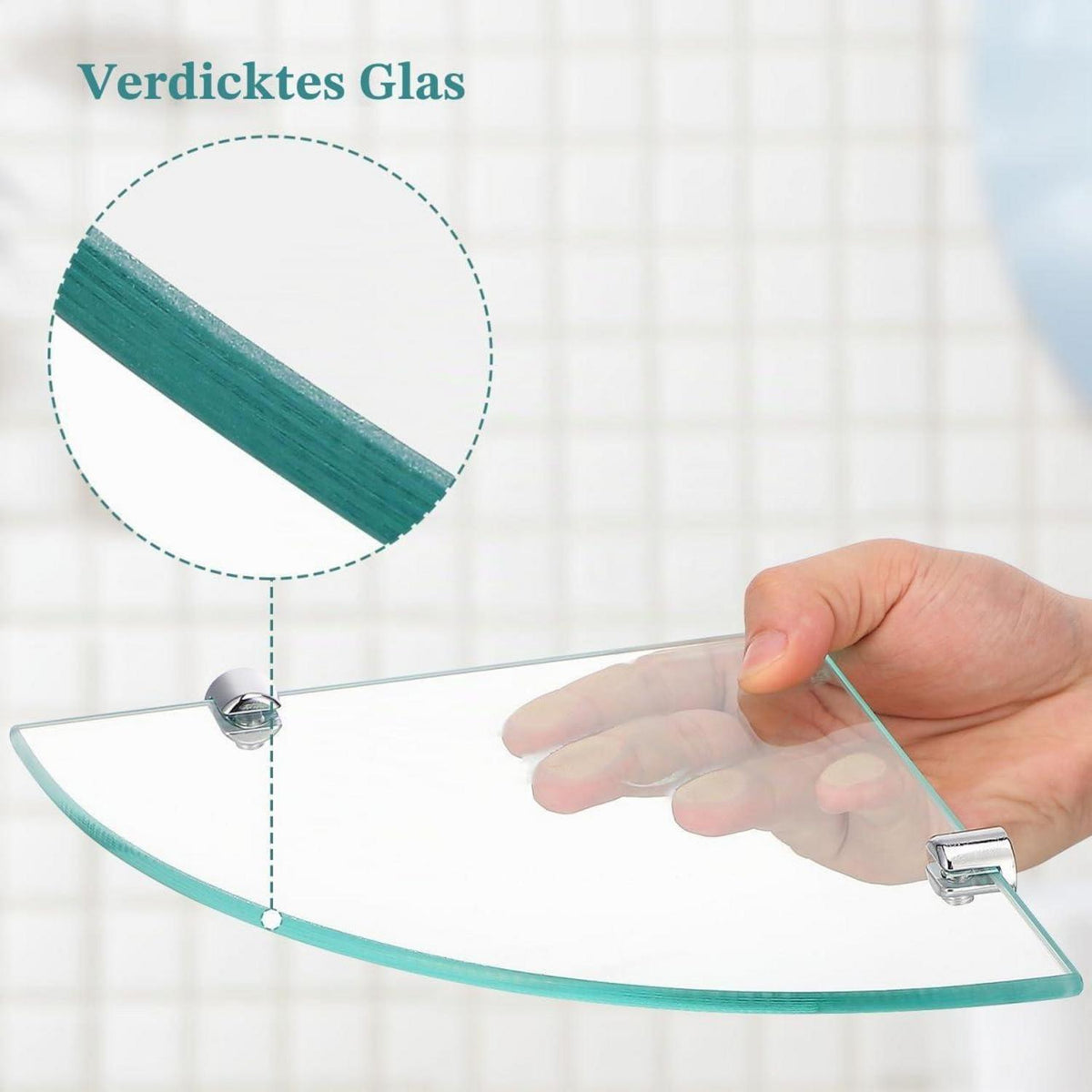 Eckregal Glas Bad 20x20cm - Duschablage für Shampoo & Co.