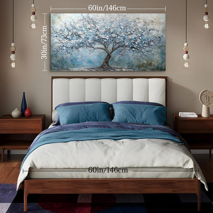 Blühender Baum Wandbild XXL – Baum des Lebens Blau Leinwandbild
