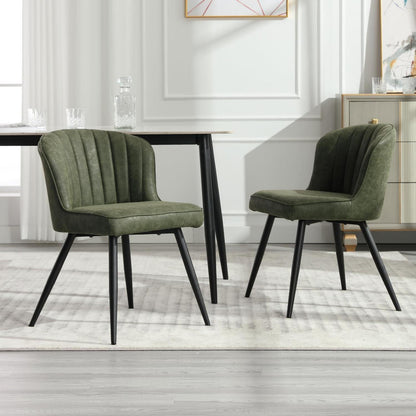 Moderner Küchenstuhl Set (2x) Grün, Esszimmerstuhl in Lederoptik