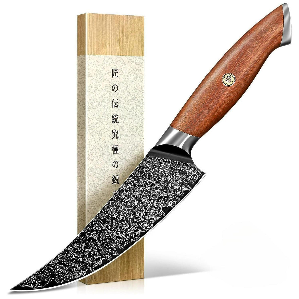 Ausbeinmesser Profi VG10 Damast | Fleischmesser mit Holzgriff