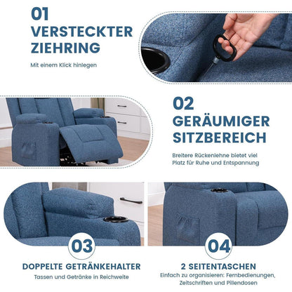 Relaxsessel Stoff Blau mit Verstellbarer Liegefunktion