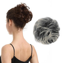 Echtes Haar Dutt Grau Gemischt Messy Bun Haarteil für Frauen