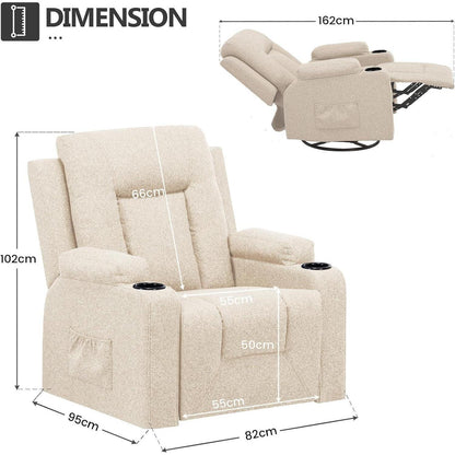 Relaxsessel mit Verstellbarer Rückenlehne & Fußstütze, Beige