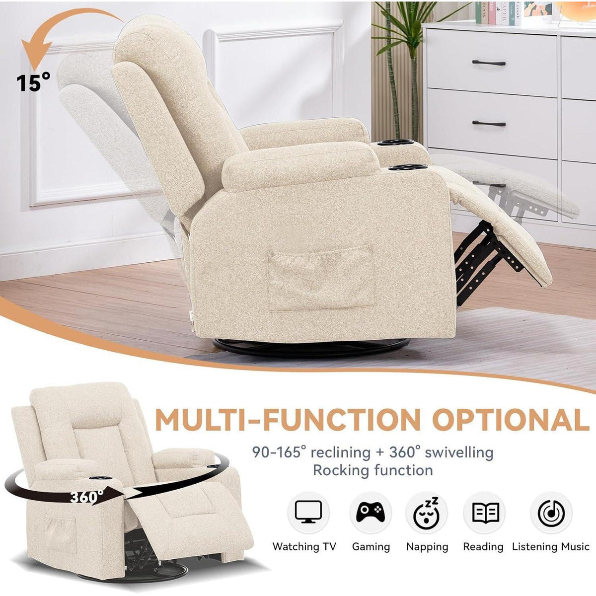 Relaxsessel mit Verstellbarer Rückenlehne & Fußstütze, Beige