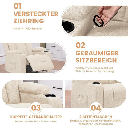 Relaxsessel mit Verstellbarer Rückenlehne & Fußstütze, Beige