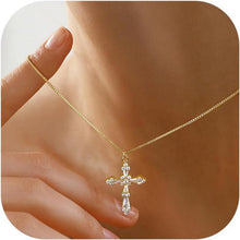Dochais Kreuz Kette Damen 14K Gold Silber Halskette Anhänger