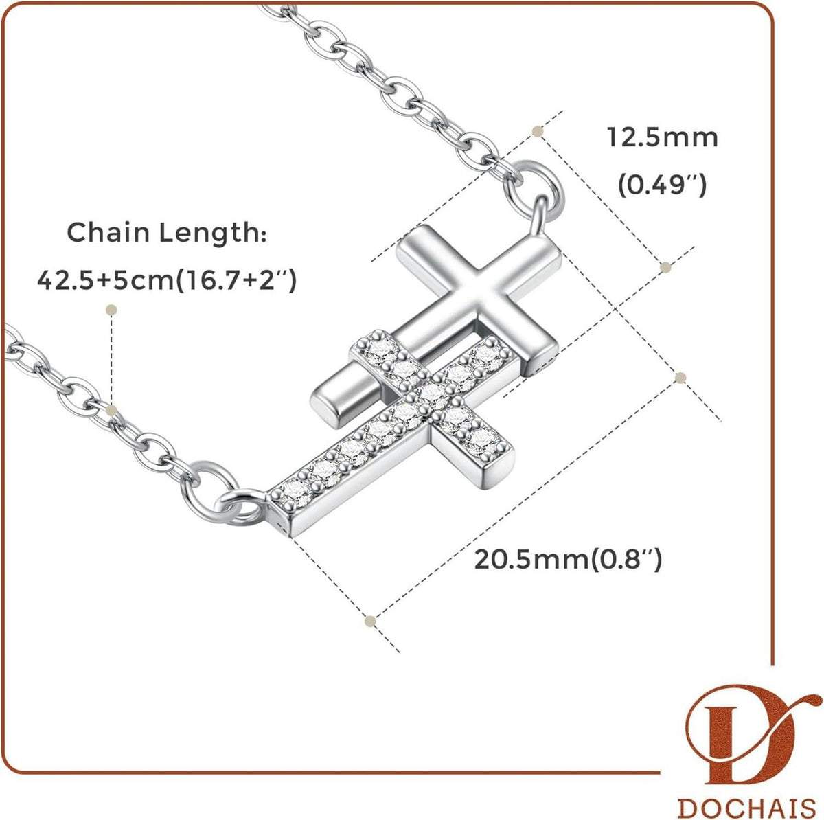 Dochais 14K Gold Vergoldet Kreuz Kette Damen Silber Goldkette